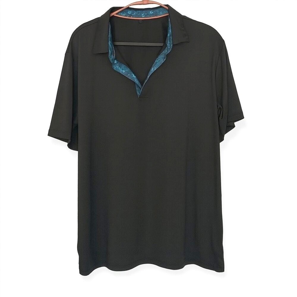 Mens‎ Polo Shirt Golf Performance UPF 50 Quick Dry Lightweight Black L NWOT